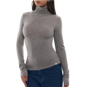 Long Sleeve Merino Wool Blend Turtleneck Shirt